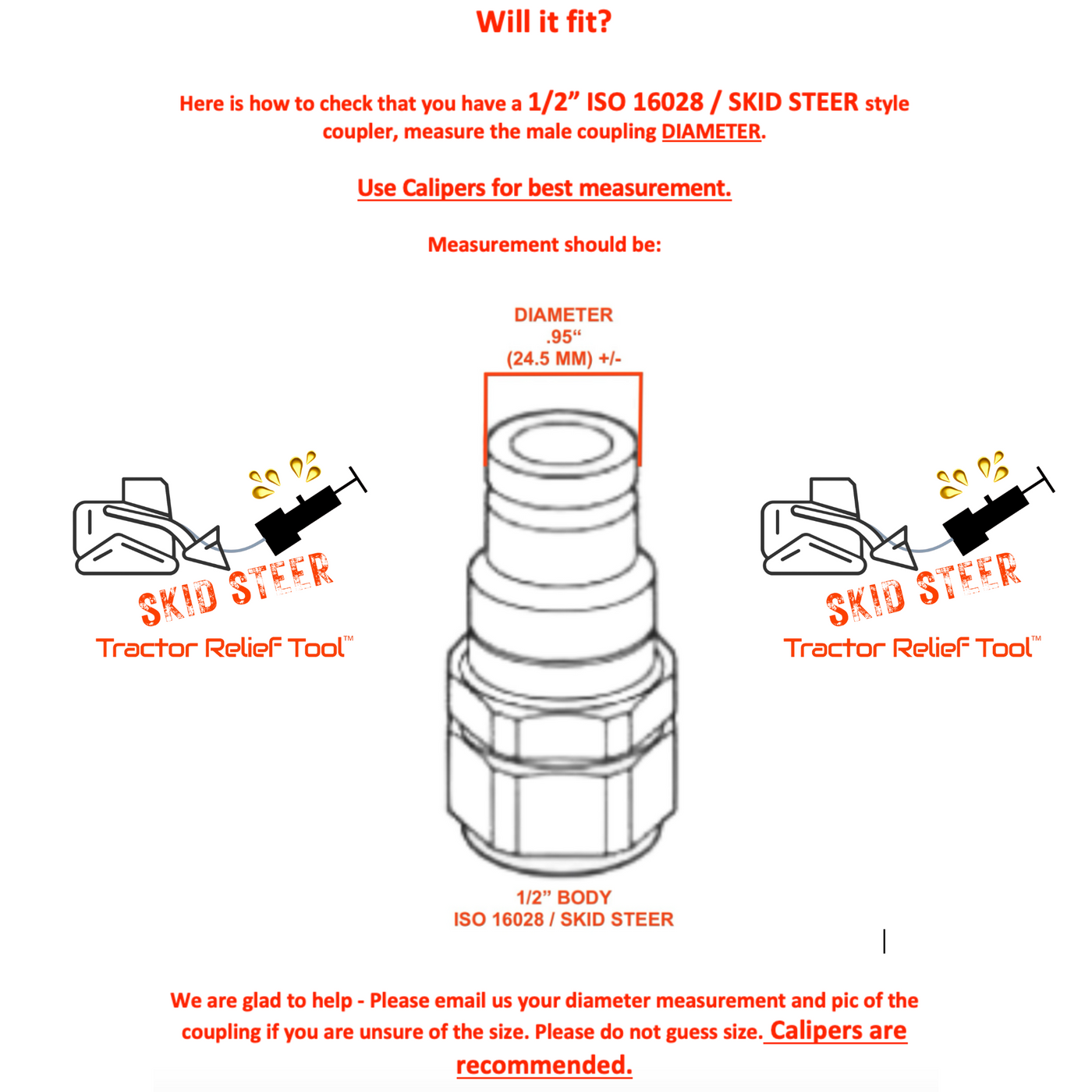 1/2" ISO 16028 Flat Face Skid Steer Female Hydraulic Quick Coupler Pressure Decompression Relief Release Tool