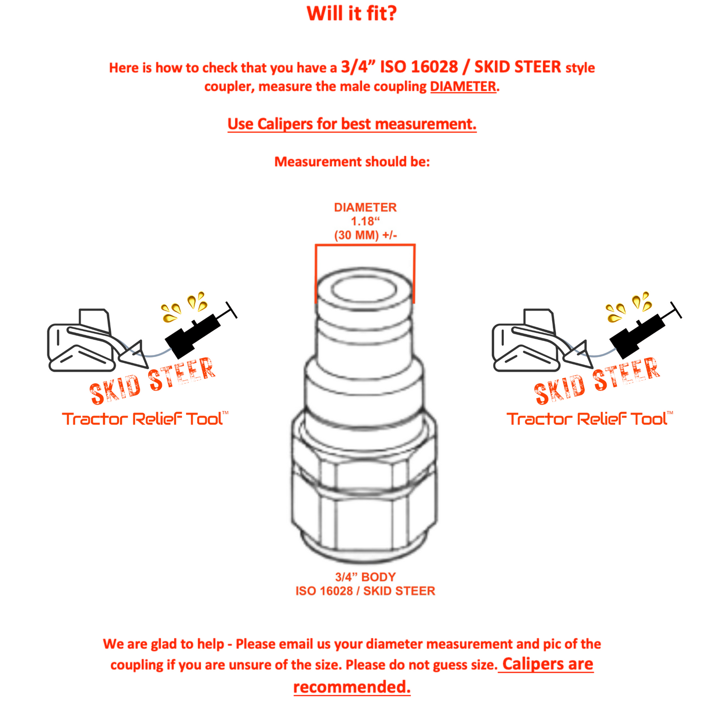 3/4" ISO 16028 Flat Face Skid Steer Female Hydraulic Quick Coupler Pressure Decompression Relief Release Tool