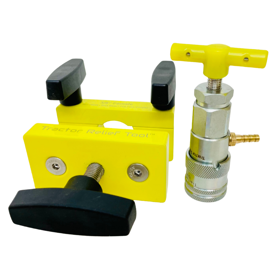 3/8" Both tools - 3/8" ISO 16028 Flat Face Skid Steer MALE and FEMALE Hydraulic Quick Coupler Pressure Decompression Relief Release Tool