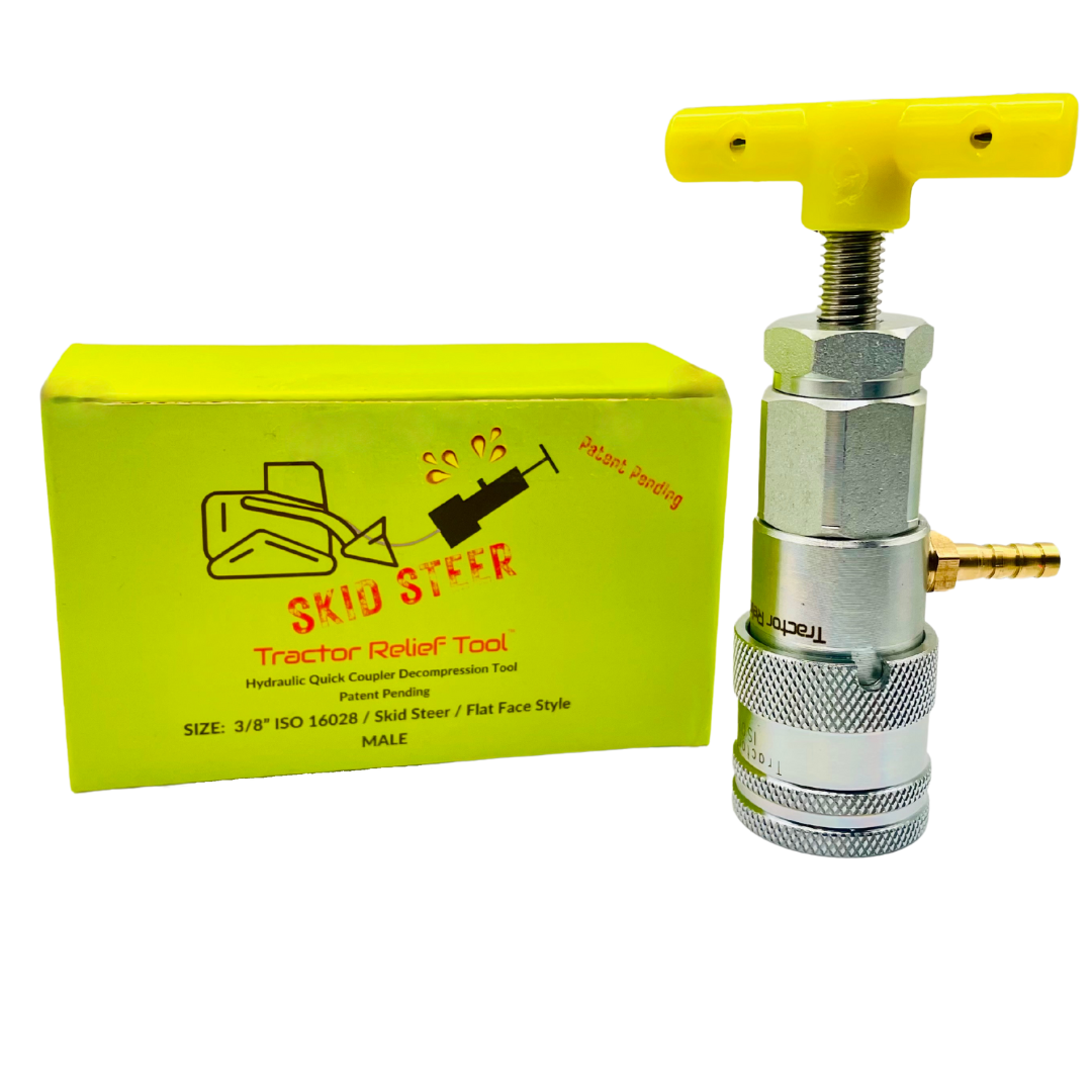 3/8" ISO 16028 Flat Face Skid Steer MALE Hydraulic Quick Coupler Pressure Decompression Relief Release Tool